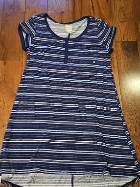 Lucky Brand Navy and White Striped Tee